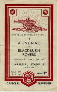Arsenal v Blackburn Rovers on 03 April 1948 - Football Programme