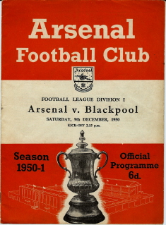 Arsenal v Blackpool on 09 December 1950 - Football Programme