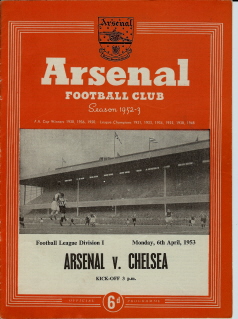 Arsenal v Chelsea on 06 April 1953 - Football Programme