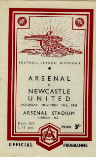 Arsenal v Newcastle United on 20 November 1948 - Football Programme