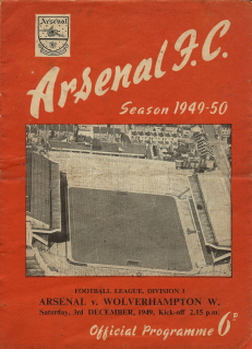 Arsenal v Wolverhampton Wanderers on 03 December 1949 - Football Programme