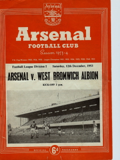 Arsenal v West Bromwich Albion on 12 December 1953 - Football Programme